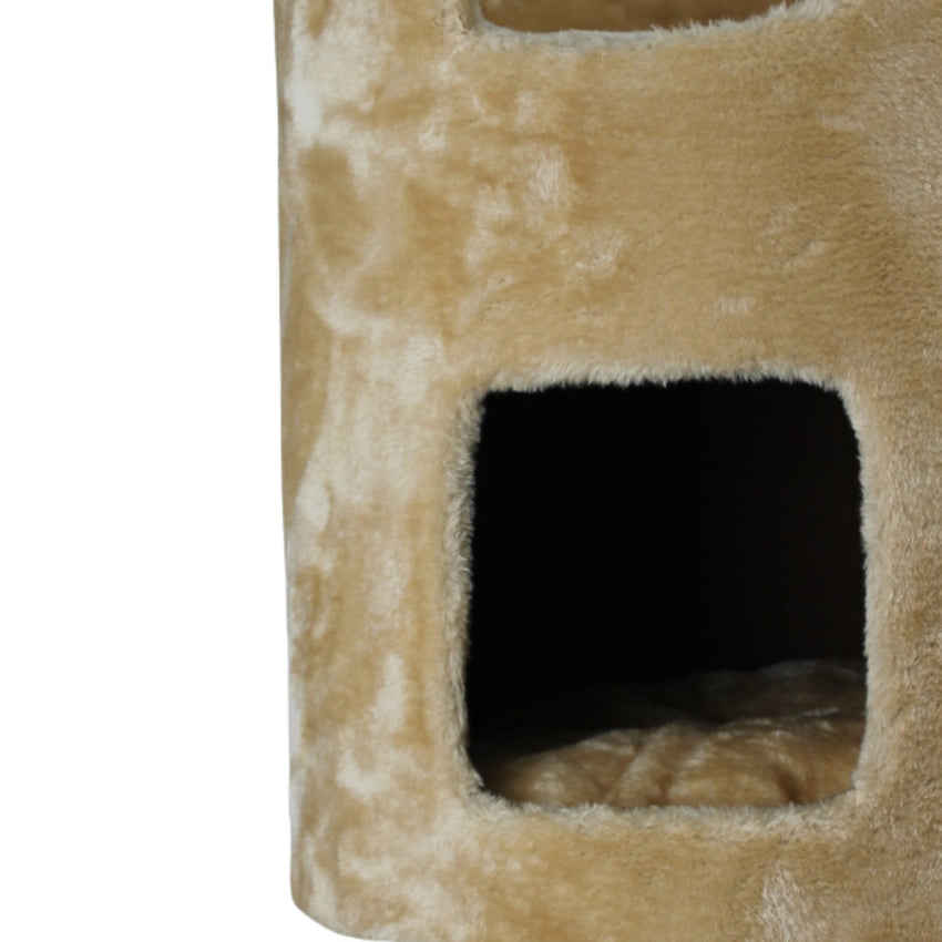 Casuta cu 2 culcusuri pentru pisici, SHAW, MDF, bej, model Oslo