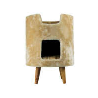 Casuta cu 2 culcusuri pentru pisici, SHAW, MDF, bej, model Oslo