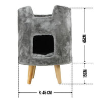 Casuta cu 2 culcusuri pentru pisici, SHAW, MDF, gri, model Oslo