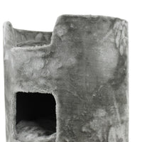 Casuta cu 2 culcusuri pentru pisici, SHAW, MDF, gri, model Oslo