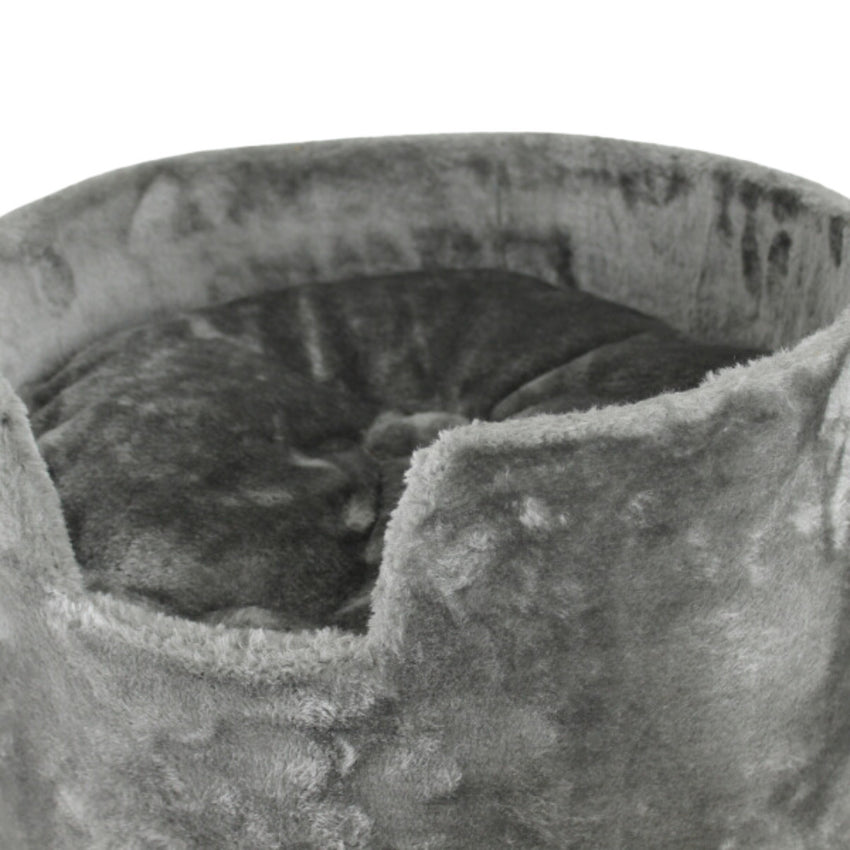 Casuta cu 2 culcusuri pentru pisici, SHAW, MDF, gri, model Oslo