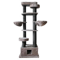 Ansamblu de joaca si catarat pentru pisici cu sisal, SHAW, MDF, gri, model Lizbon