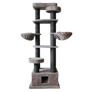 Ansamblu de joaca si catarat pentru pisici cu sisal, SHAW, MDF, gri, model Lizbon