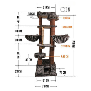 Ansamblu de joaca si catarat pentru pisici cu sisal, SHAW, MDF, bej, model Lizbon