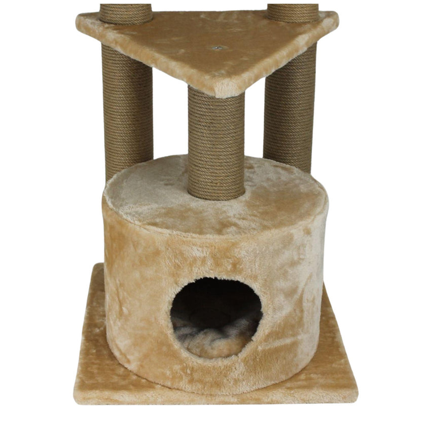 Ansamblu de joaca si catarat pentru pisici cu sisal, SHAW, MDF, bej, model Warsaw