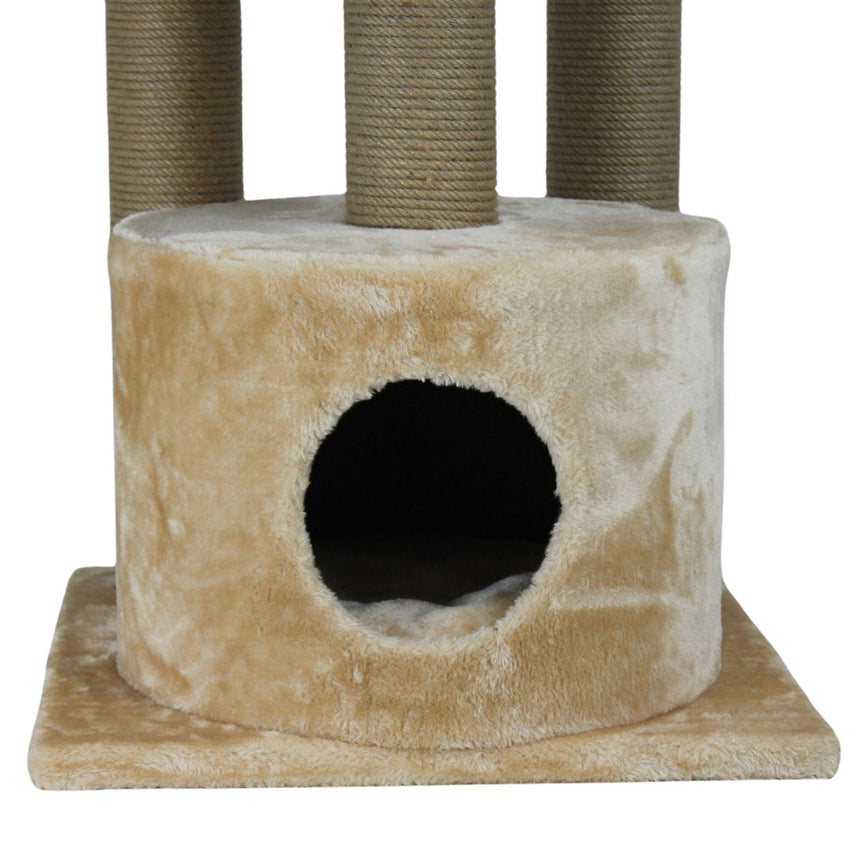 Ansamblu de joaca si catarat pentru pisici cu sisal, SHAW, MDF, bej, model Warsaw