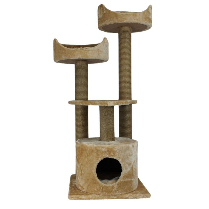 Ansamblu de joaca si catarat pentru pisici cu sisal, SHAW, MDF, bej, model Warsaw