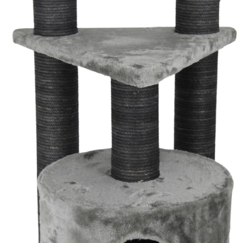 Ansamblu de joaca si catarat pentru pisici cu sisal, SHAW, MDF, gri, model Warsaw