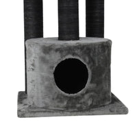 Ansamblu de joaca si catarat pentru pisici cu sisal, SHAW, MDF, gri, model Warsaw