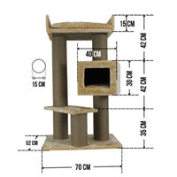 Ansamblu de joaca si catarat pentru pisici cu sisal, SHAW, MDF, bej, model Toulouse