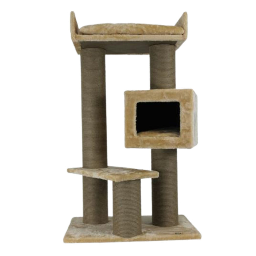 Ansamblu de joaca si catarat pentru pisici cu sisal, SHAW, MDF, bej, model Toulouse