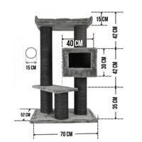 Ansamblu de joaca si catarat pentru pisici cu sisal, SHAW, MDF, gri, model Toulouse