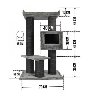 Ansamblu de joaca si catarat pentru pisici cu sisal, SHAW, MDF, gri, model Toulouse