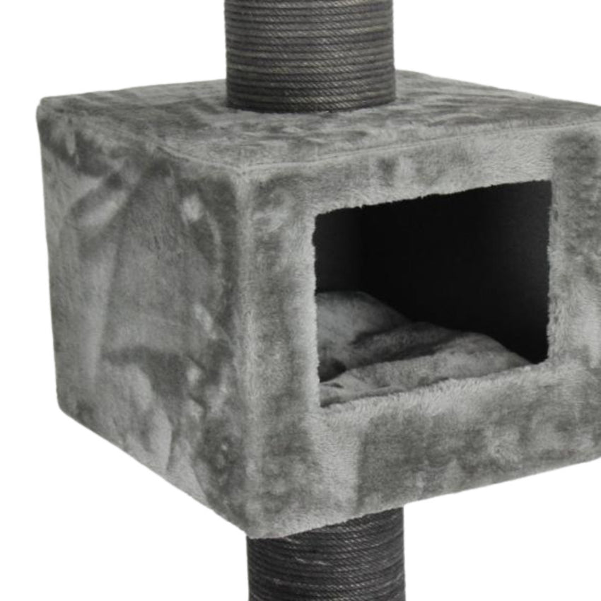 Ansamblu de joaca si catarat pentru pisici cu sisal, SHAW, MDF, gri, model Toulouse