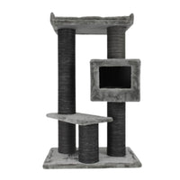 Ansamblu de joaca si catarat pentru pisici cu sisal, SHAW, MDF, gri, model Toulouse