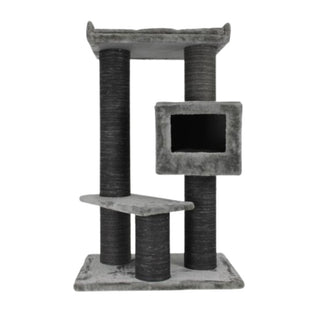 Ansamblu de joaca si catarat pentru pisici cu sisal, SHAW, MDF, gri, model Toulouse