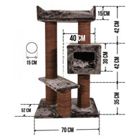 Ansamblu de joaca si catarat pentru pisici cu sisal, SHAW, MDF, maro, model Toulouse