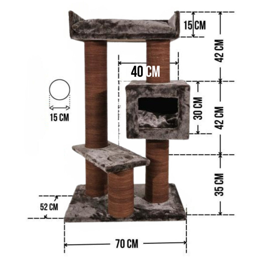 Ansamblu de joaca si catarat pentru pisici cu sisal, SHAW, MDF, maro, model Toulouse