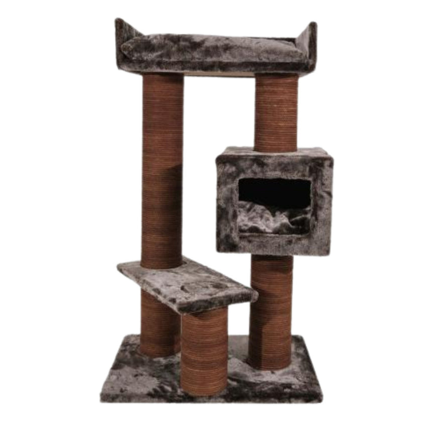 Ansamblu de joaca si catarat pentru pisici cu sisal, SHAW, MDF, maro, model Toulouse