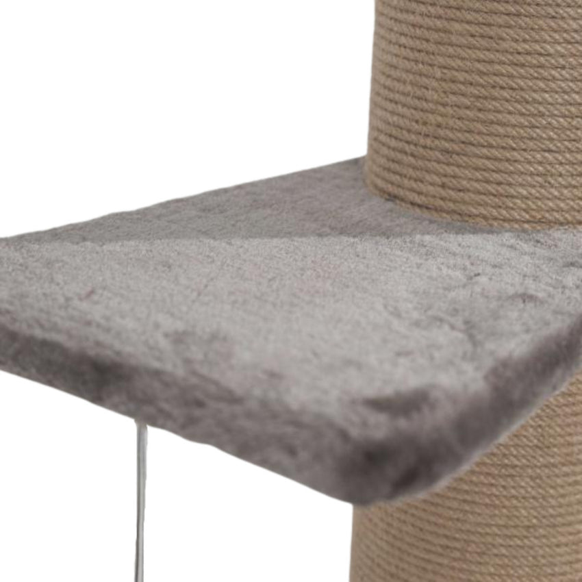 Stalp de zgariat si catarat pentru pisici cu sisal, SHAW, MDF, gri, 106 cm
