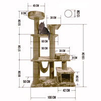 Ansamblu de joaca si catarat pentru pisici cu sisal, SHAW, MDF, bej, model Istanbul