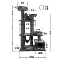 Ansamblu de joaca si catarat pentru pisici cu sisal, SHAW, MDF, gri, model Istanbul