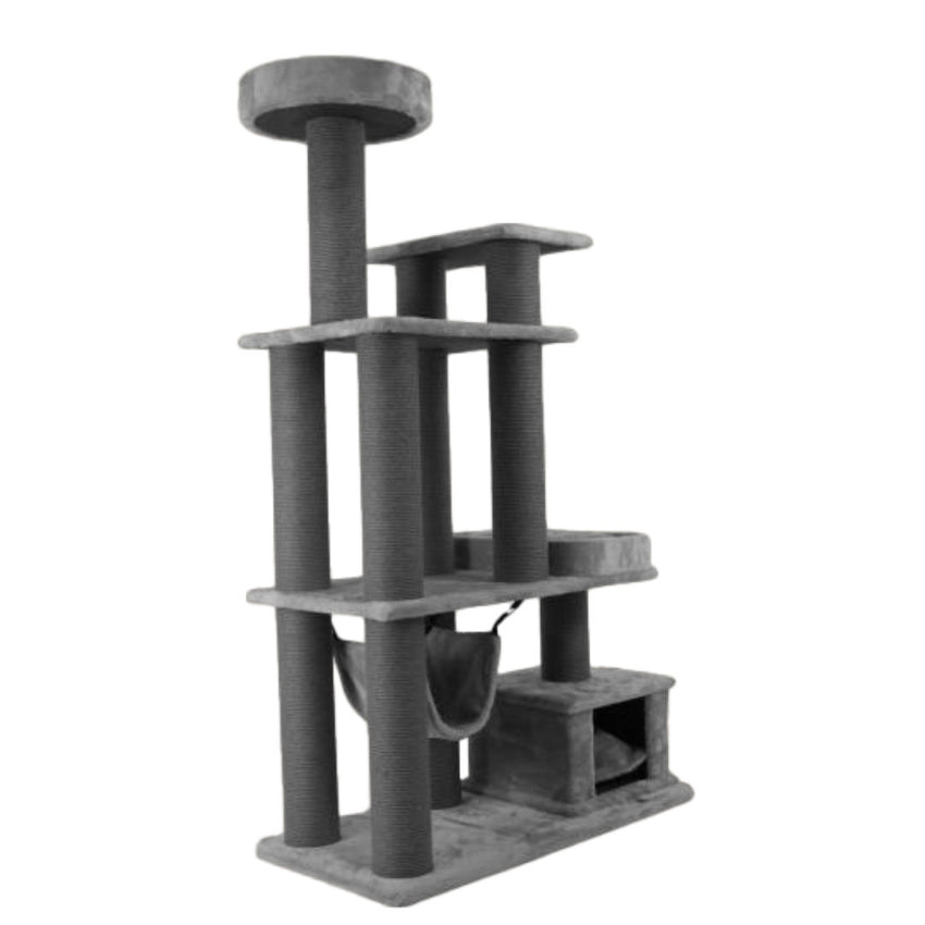 Ansamblu de joaca si catarat pentru pisici cu sisal, SHAW, MDF, gri, model Istanbul