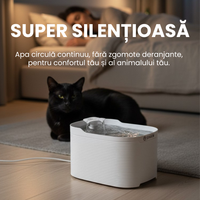 Fantana automata de apa SHAW Fresh pentru caini si pisici, tava din inox, capacitate 2.5L, pompa silentioasa, apa filtrata continuu