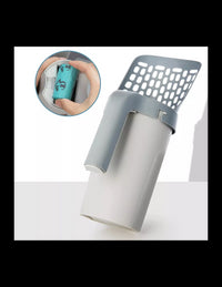 Lopatica litiera pisici cu sac gunoi integrat detașabil + 1 rola saci gunoi