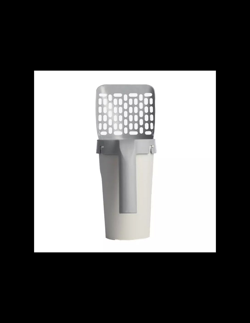 Lopatica litiera pisici cu sac gunoi integrat detașabil + 1 rola saci gunoi