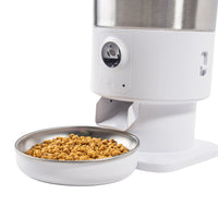 Hranitor automat Smart SHAW® PRO V3 pentru caini si pisici, Aplicatie mobila, Camera video Night Vision, Programare hrana, Alb