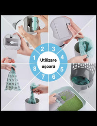 Lopatica litiera pisici cu sac gunoi integrat detașabil + 1 rola saci gunoi