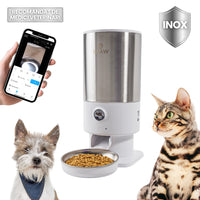 Hranitor automat Smart SHAW® PRO V3 pentru caini si pisici, Aplicatie mobila, Camera video Night Vision, Programare hrana, Alb