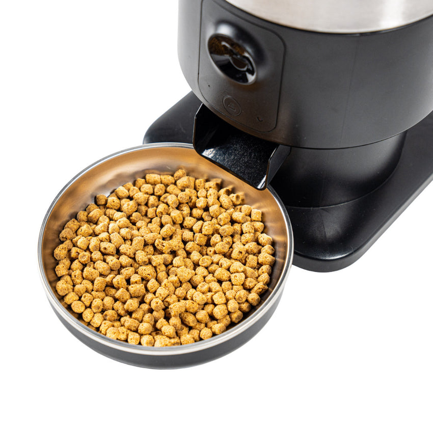 Hranitor automat Smart SHAW® PRO V3 pentru caini si pisici, Aplicatie mobila, Camera video Night Vision, Programare hrana, Negru