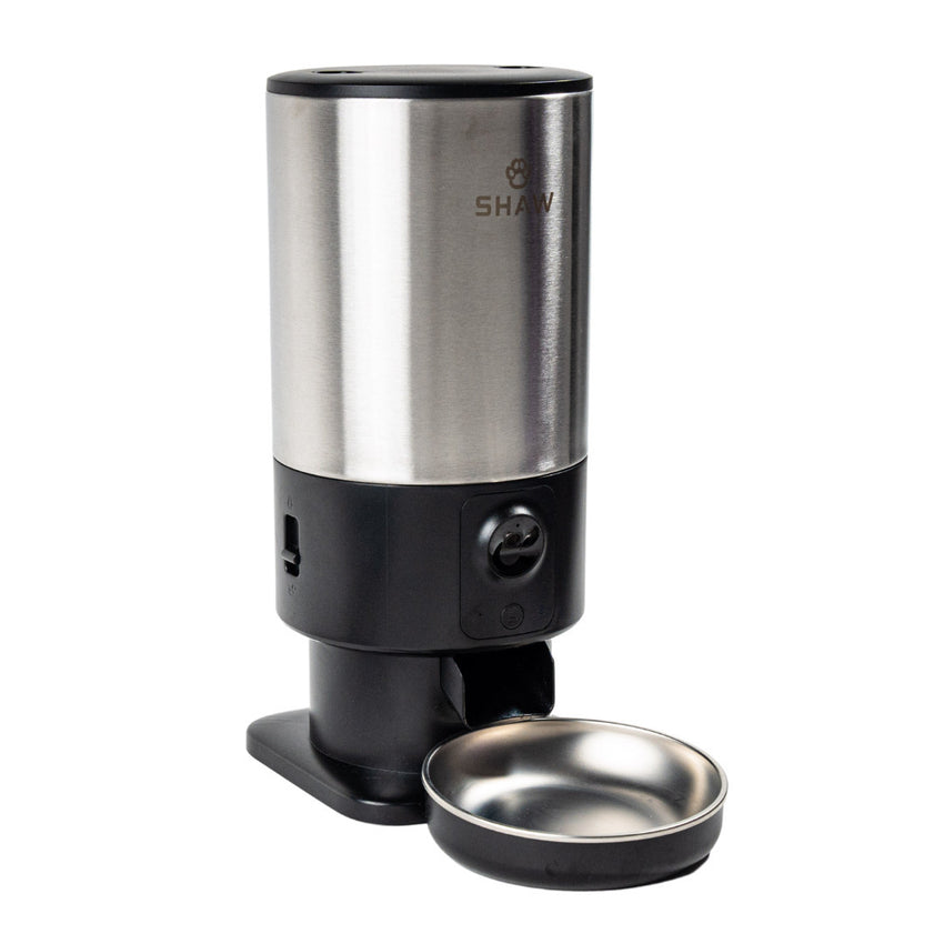 Hranitor automat Smart SHAW® PRO V3 pentru caini si pisici, Aplicatie mobila, Camera video Night Vision, Programare hrana, Negru