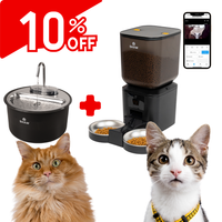 Kit Hranitor automat SHAW cu 2 boluri negru + Fantana tip robinet