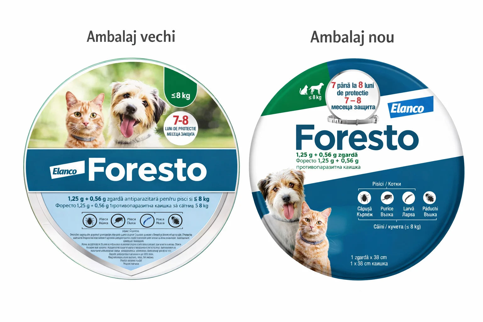 Foresto Zgarda antiparazitara pisici si caini sub 8 kg, lungime 38 cm, protectie impotriva puricilor si capuselor pisici si caini sub 8 kg 38 cm