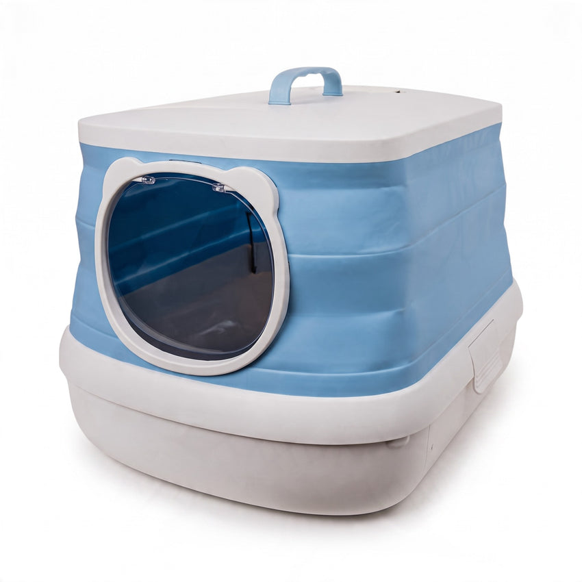 Litieră pliabilă pentru pisici SHAW, 56 × 49,5 × 46 cm, ideală pentru călătorii, plastic
