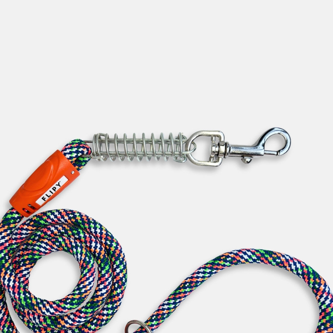 Lesa Flipy pentru caini cu arc anti smucire, 130 cm, rezistenta si confortabila, multicolor