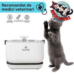 Fantana de apa SHAW® PRO V3 cu baterie si senzor inteligent, pompa prin inductie, sistem filtrare, silentioasa, Alb
