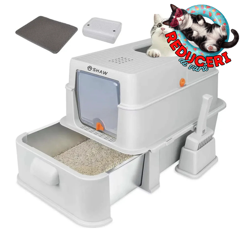Litiera inox modulara SHAW® XL pentru pisici, cu sertar, usor de curatat, rezistenta