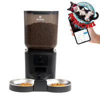 Hranitor automat smart SHAW® pentru caini si pisici, aplicatie mobila, 7L, programare hranire, camera reglabila, 2 boluri, negru