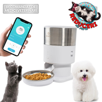Hranitor automat Smart SHAW® PRO V3 mini pentru caini si pisici, Aplicatie mobila, Programare hrana, Alb