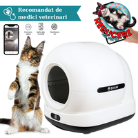 Litiera automata smart SHAW® Ultra View pentru pisici, camera video, auto-curatare, sterilizare UV, odorizant, aplicatie mobila