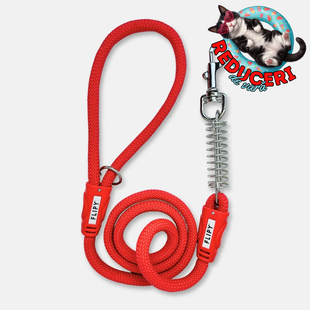 Lesa Flipy pentru caini cu arc anti smucire, 130 cm, rezistenta si confortabila, rosu