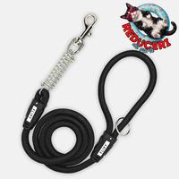 Lesa Flipy pentru caini cu arc anti smucire, 130 cm, rezistenta si confortabila, negru