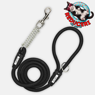 Lesa Flipy pentru caini cu arc anti smucire, 130 cm, rezistenta si confortabila, negru