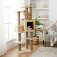 Ansamblu de joaca si catarat pentru pisici cu sisal, SHAW, MDF, bej, model Zurih
