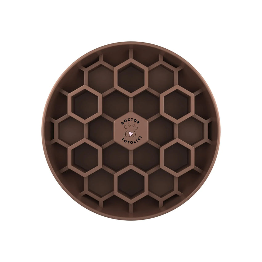 Bol hrănire lentă pentru câini - Slow feeder Honeycomb Doctor Totolici, culoare Cocoa Brown