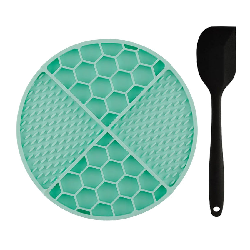 Covoraș hrănire lentă pentru câini – Slow & Lick mat Doctor Totolici, Circular Mint + Spatulă silicon cadou